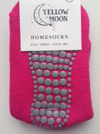 4671 Anti slip huissokken Yellow Moon -fuchsia roze maat 23/26