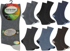 Non Elastic Flexi top sokken set van 3 paar  verschillende effen sokken mt 39 - 45