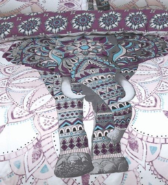 Olifant Mandala purple dekbedovertrek - 1 persoons met 1 kussensloop