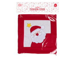 Kerst kussenhoesje maat 41x41 - Kerstman - rood/creme/wit