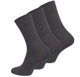 Diabetes sokken 3 paar effen antraciet met non elastic boorden en handgenaaide teennaad mt 39 - 42
