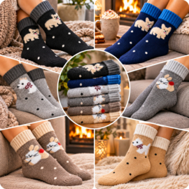 Alpaca damessokken met hondje – maat 35-38 en 39-42