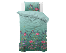 Nieuwe collectie dekbedovertrek - Flowers & Birds turqoise - eenpersoons met 1 kussensloop