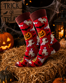 Halloween sokken rood – Griezelprint