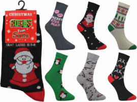 Kerst Fun sokken set van 6 paar in maat 35 - 40