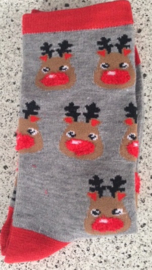 Kerst fun sokken set van 2 paar grijs maat 35 - 38