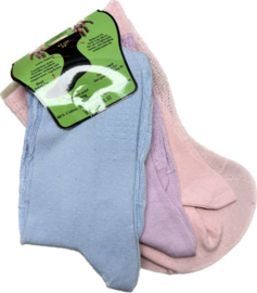 Diabetes sokken EXTRA WIJD, 3 paar licht gekleurd , non elastic boorden en handgenaaide teennaad, mt 37 - 42