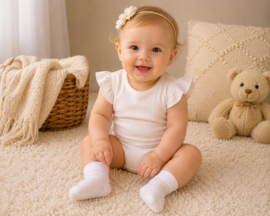 4659 antislip sokken wit met omslag maat 0 tot 6 mnd - anti slip baby sokjes