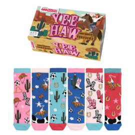 Cadeaudoos met 3 paar mix and match sokken - Yee Haw - maat 38/42