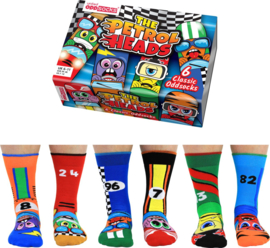 Oddsocks - Petrol Heads race sokken - voor Max Verstappen / Formule 1 fans - Cadeau doos met 6 verschillende mismatched sokken - maat  39 -46