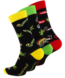 Wiet Cannabis sokken set van 3 paar Jamaica sokken maat 41-45