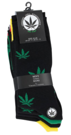 Wiet Cannabis sokken set van 4 paar met wiet bladeren maat 43 - 46