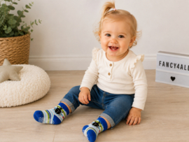 Antislip kindersokken blauw groen kever maat 20-22
