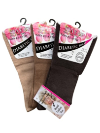 Diabetes sokken 3 paar in camel, lichtbruin en donkerbruin, non elastic boorden en handgenaaide teennaad , mt 37 - 42