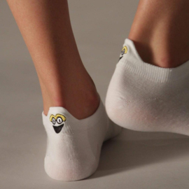 Smiley Socks - 1 paar leuke sneaker sokken - gezichtjes op hiel - maat 36 /39