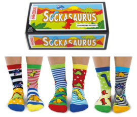 Oddsocks - Mismatched sokken - Cadeaudoos met 6 verschillende sokken - Sockasaurus - maat 27 - 30