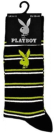 Playboy heren sokken zwart met lime en witte strepen in maat 39 - 45