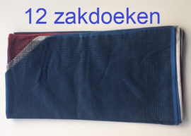 Heren zakdoeken - set van 12 stuks - 100% katoen - 3 kleuren