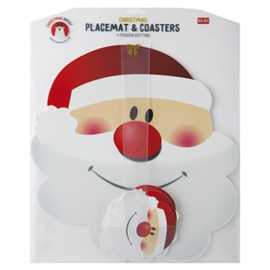 Santa Kerst Placemats met onderzetters - set van 4 stuks