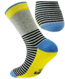 Ewers anti slip sokken Krabbelfix blauw / grijs / geel maat 17-18