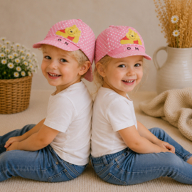 Roze kinder zonnecap Winnie the Pooh met klep