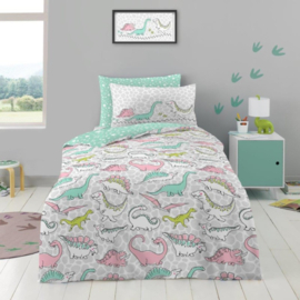 Dino - pastelkleuren - dekbedovertrek met 1 kussensloop