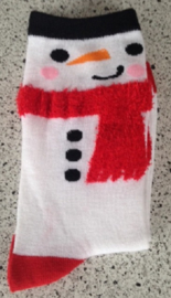 Rood/wit sokken sneeuwman en gestreept 2 paar maat 35 - 38