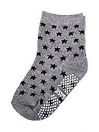 4802 antislip sokken lichtgrijs met zwarte sterren