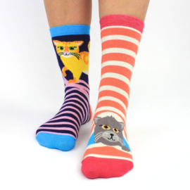Cadeaudoos met 3 paar mix and match sokken - Feline Good - 38/42