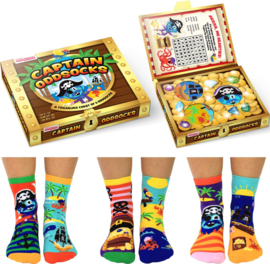 United Oddsocks - Mismatched sokken - Cadeaudoos met 6 verschillende piraten sokken - Captain - maat 27 - 30
