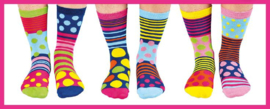 united Oddsocks - Mismatched sokken - Cadeaudoos met 6 vrolijke sokken Polka Face  - maat  37 tot 42