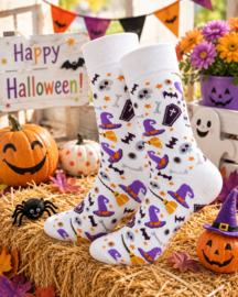 Halloween sokken – Bezems en heksenhoeden