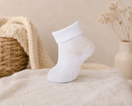 4659 antislip sokken wit met omslag maat 0 tot 6 mnd - anti slip baby sokjes