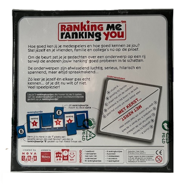 Ranking Me, Ranking you, een kadootje om te spelen - bordspel - vragenspel - gezelschapsspel
