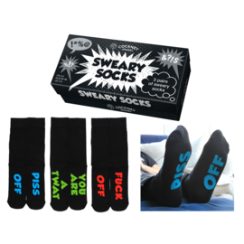 Cadeau doos 3 paar grappige tekst sokken - Sweary socks - maat 39/46