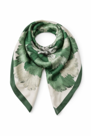 Sjaal - Bloem Print Groen - Elegante Vierkante Sjaal