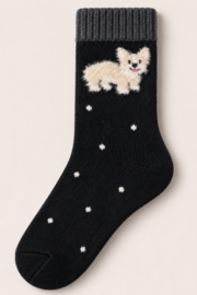 Alpaca damessokken met hondje – maat 35-38 en 39-42
