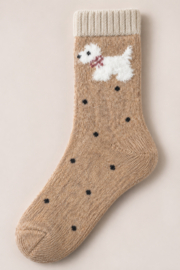 Alpaca damessokken met hondje – maat 35-38 en 39-42