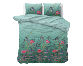 Nieuwe collectie dekbedovertrek - Flower & birds turquoise - 2 persoons- met 2 kussenslopen