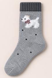 Alpaca damessokken met hondje – maat 35-38 en 39-42