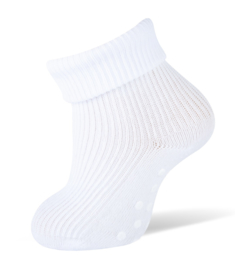 4659 antislip sokken wit met omslag maat 0 tot 6 mnd