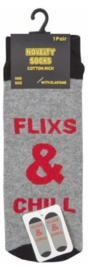 Fun tekst sokken Flixs & Chill - maat 37/43