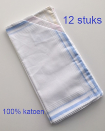 Dames zakdoeken - set van 12 stuks - 100% katoen - 3 kleuren