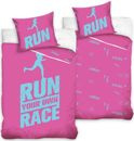 Run your own race dekbedovertrek roze