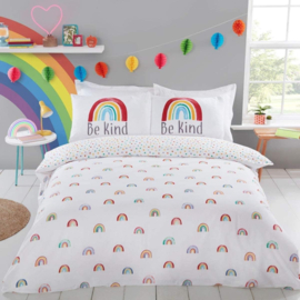 Regenboog Rainbow Be Kind - eenpersoons dekbedovertrek met 1 kussensloop