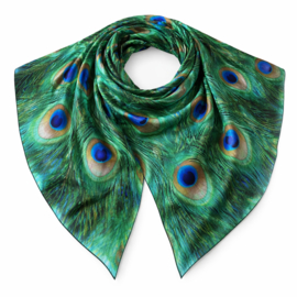 Sjaal - Pauwenveren Chiffon – Elegante Sjaal in Groen en Blauw