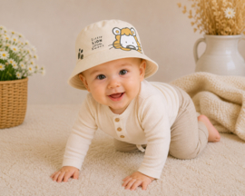 Baby zonnehoedje Little Lion cremekleur van katoen | Fancy4all