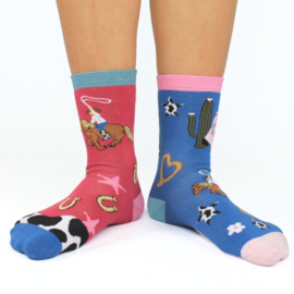 Cadeaudoos met 3 paar mix and match sokken - Yee Haw - maat 38/42