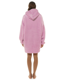 Dames Onesize Hoodie - fleece deken met mouwen - roze