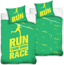 Run your own race dekbedovertrek groen